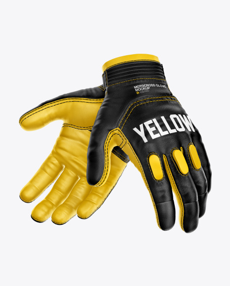 Download Motocross Gloves Mockup In Apparel Mockups On Yellow Images Object Mockups PSD Mockup Templates