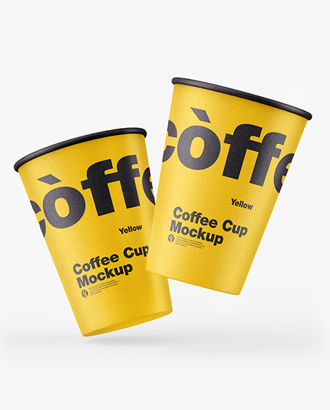 Download Kraft Coffee Cups Mockup In Cup Bowl Mockups On Yellow Images Object Mockups PSD Mockup Templates