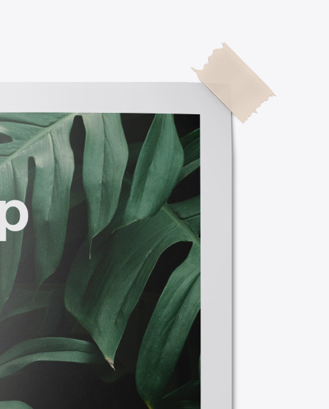 Glossy Poster w  Tape Mockup PSD #6