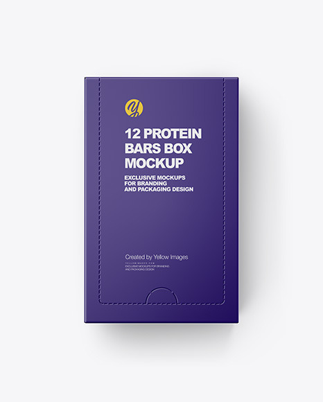 Download 12 Protein Bars Box Mockup In Box Mockups On Yellow Images Object Mockups PSD Mockup Templates