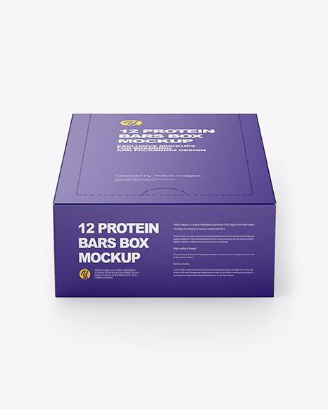 Download 12 Protein Bars Box Mockup In Box Mockups On Yellow Images Object Mockups PSD Mockup Templates