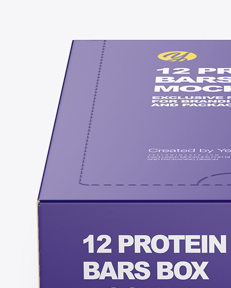 Download 12 Protein Bars Box Mockup In Box Mockups On Yellow Images Object Mockups PSD Mockup Templates