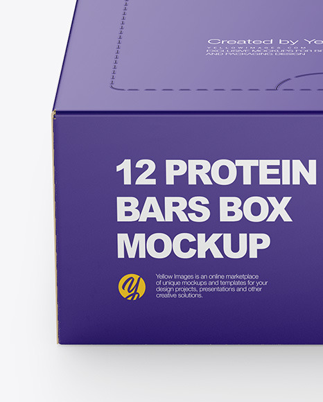 Download 12 Protein Bars Box Mockup In Box Mockups On Yellow Images Object Mockups PSD Mockup Templates