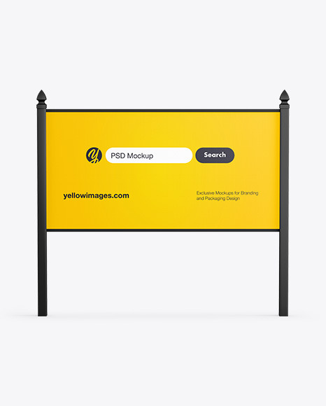 Outdoor Business Sign Mockup Front View In Outdoor Advertising Mockups On Yellow Images Object Mockups