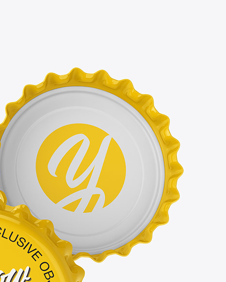 Glossy Bottle Caps Mockup In Packaging Mockups On Yellow Images Object Mockups