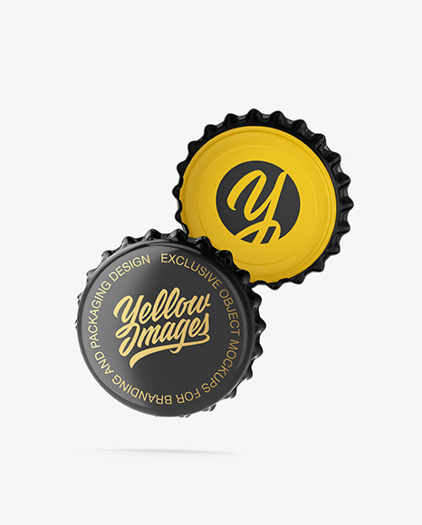 Download Glossy Bottle Caps Mockup In Packaging Mockups On Yellow Images Object Mockups PSD Mockup Templates