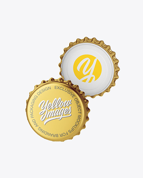 Download Metallic Bottle Caps Mockup In Packaging Mockups On Yellow Images Object Mockups PSD Mockup Templates