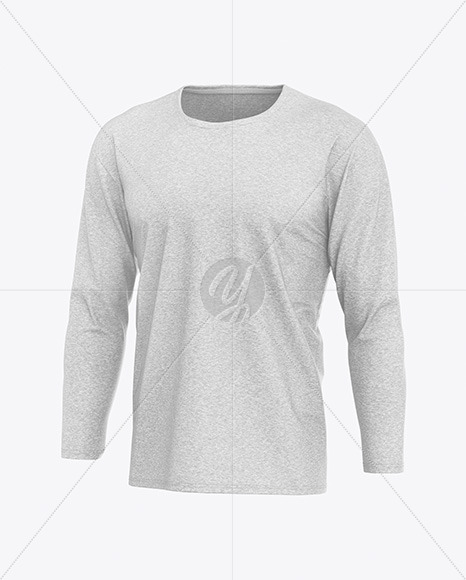 Melange Men S Long Sleeve T Shirt Mockup In Apparel Mockups On Yellow Images Object Mockups