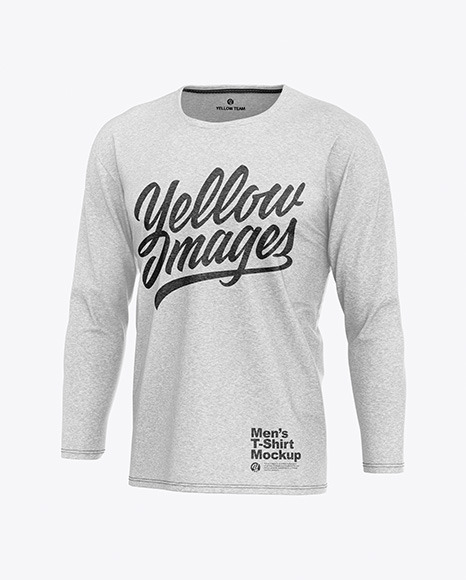 Melange Men S Long Sleeve T Shirt Mockup In Apparel Mockups On Yellow Images Object Mockups