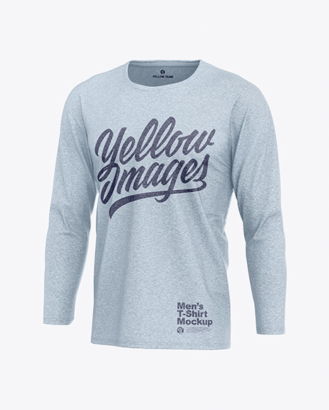 Melange Men S Long Sleeve T Shirt Mockup In Apparel Mockups On Yellow Images Object Mockups