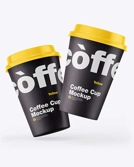 Download Kraft Coffee Cups Mockup In Cup Bowl Mockups On Yellow Images Object Mockups