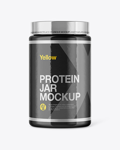 Glossy Protein Jar Mockup in Jar Mockups on Yellow Images Object Mockups