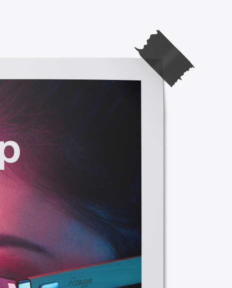 Matte Poster w  Tape Mockup PSD #5