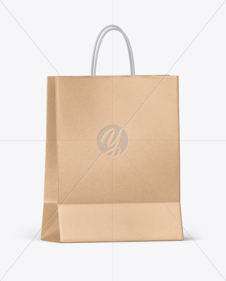 Kraft Paper Bag Mockup Halfside View High Angle Shot In Bag Sack Mockups On Yellow Images Object Mockups