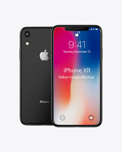 Download Black Apple Iphones Xr Mockup In Device Mockups On Yellow Images Object Mockups PSD Mockup Templates