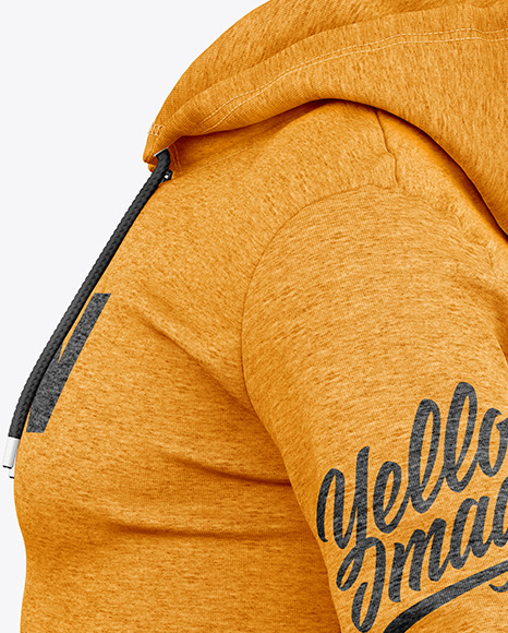 Download Melange Men S Full Zip Hooded Sweatshirt Mockup In Apparel Mockups On Yellow Images Object Mockups