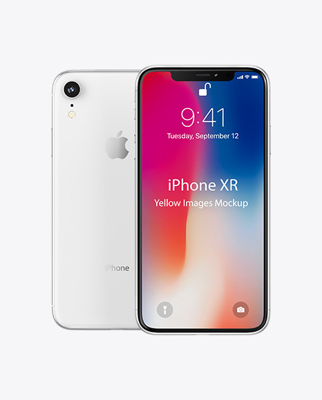 Download White Apple Iphone Xr Mockup In Device Mockups On Yellow Images Object Mockups PSD Mockup Templates