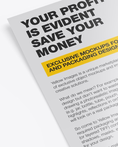 Glossy A6 Flyer Mockup In Stationery Mockups On Yellow Images Object Mockups