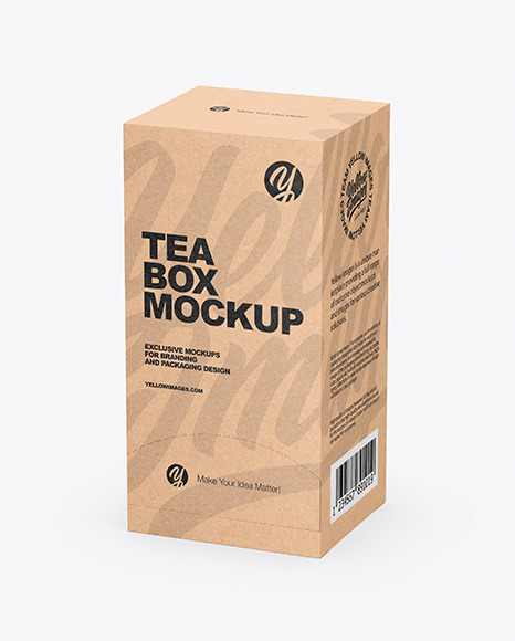 Download Tea Kraft Box Mockup In Box Mockups On Yellow Images Object Mockups