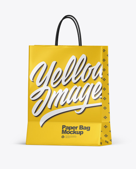 Download Glossy Shopping Bag W Rope Handles Mockup In Bag Sack Mockups On Yellow Images Object Mockups PSD Mockup Templates