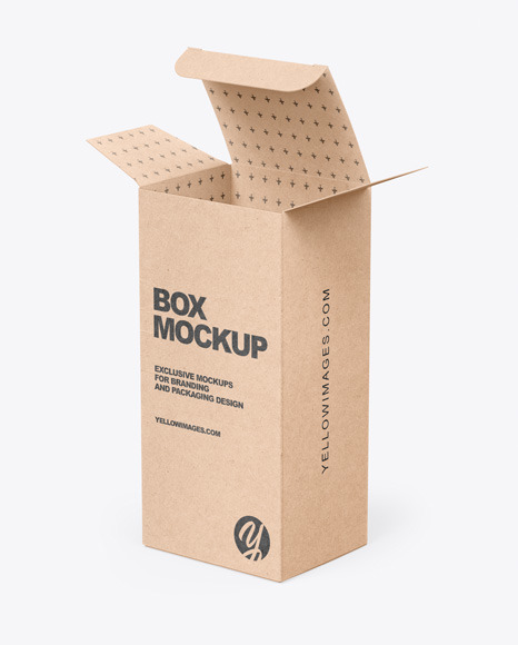 Download Opened Kraft Box Mockup In Box Mockups On Yellow Images Object Mockups