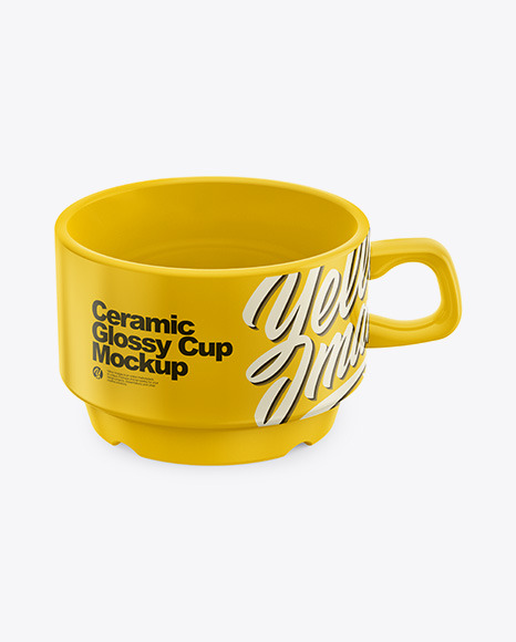 Download Ceramic Glossy Cup Mockup High Angle Shot In Cup Bowl Mockups On Yellow Images Object Mockups PSD Mockup Templates