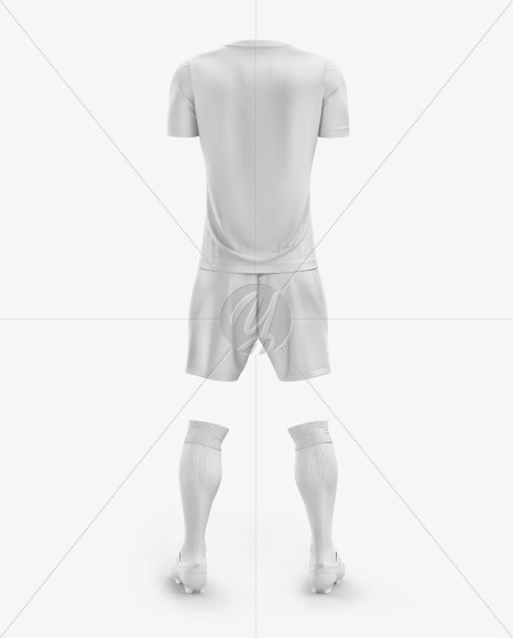 Men S Full Soccer Kit With Crew Neck Jersey Mockup Back View In Apparel Mockups On Yellow Images Object Mockups