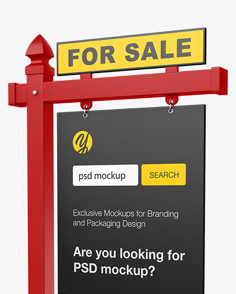 Download Realtor Sign Mockup Half Side View In Outdoor Advertising Mockups On Yellow Images Object Mockups PSD Mockup Templates