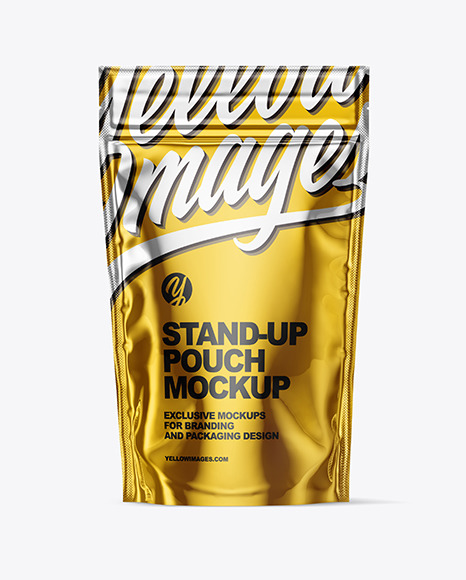 Download Metallic Stand Up Pouch With Zipper Mockup In Pouch Mockups On Yellow Images Object Mockups