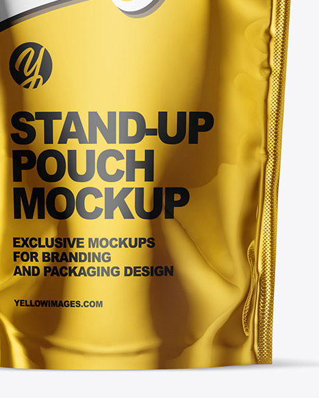 Download Metallic Stand Up Pouch With Zipper Mockup In Pouch Mockups On Yellow Images Object Mockups