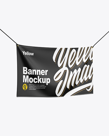 Download Textile Fabric Banner Mockup In Outdoor Advertising Mockups On Yellow Images Object Mockups PSD Mockup Templates