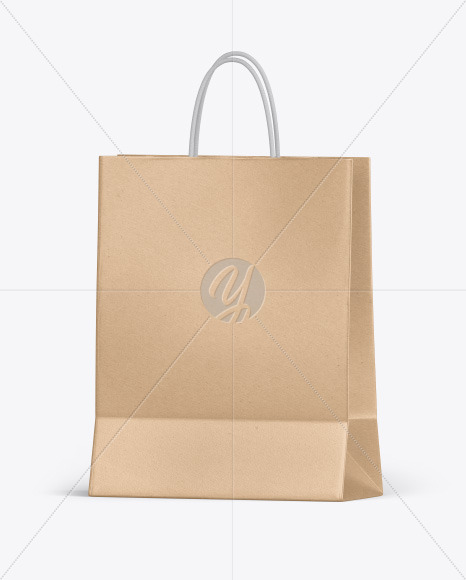 Kraft Shopping Bag W Rope Handles Mockup In Bag Sack Mockups On Yellow Images Object Mockups