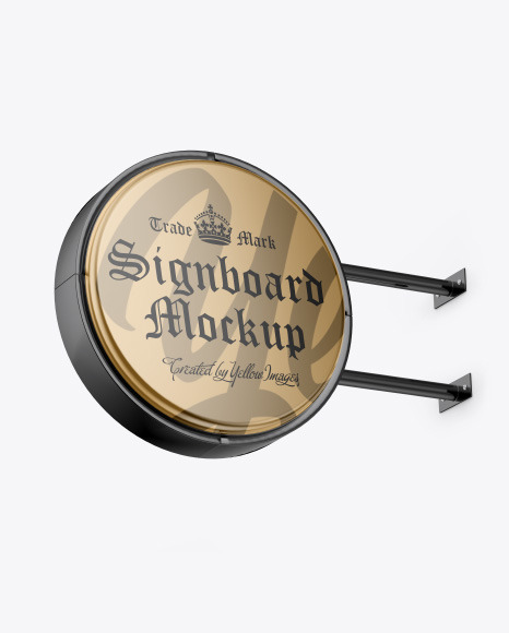 Metallic Round Signboard Mockup PSD #2