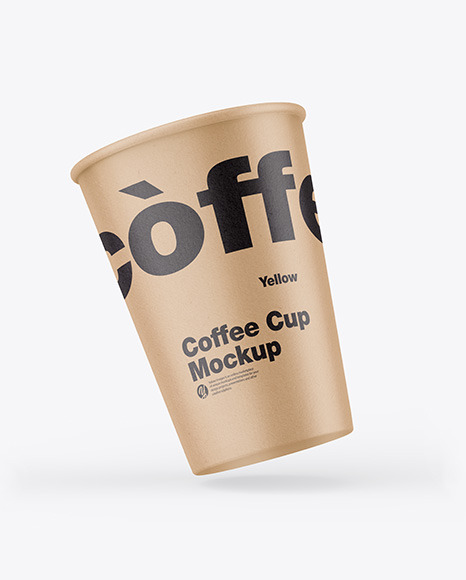 Kraft Coffee Cup Mockup In Cup Bowl Mockups On Yellow Images Object Mockups