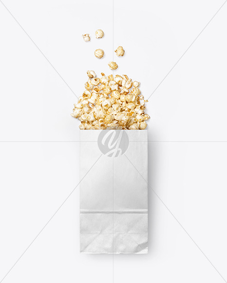 Download Paper Package W Popcorn Mockup In Bag Sack Mockups On Yellow Images Object Mockups PSD Mockup Templates