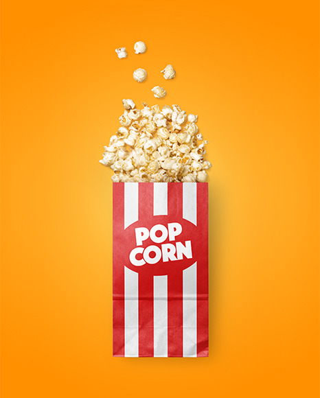 Download Paper Package W Popcorn Mockup In Bag Sack Mockups On Yellow Images Object Mockups Yellowimages Mockups