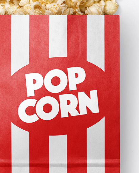 Download Paper Package W Popcorn Mockup In Bag Sack Mockups On Yellow Images Object Mockups PSD Mockup Templates