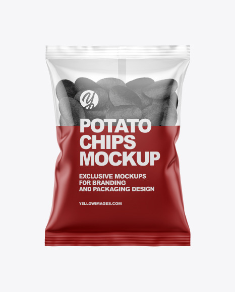 Download Bag With Black Potato Chips Mockup In Bag Sack Mockups On Yellow Images Object Mockups