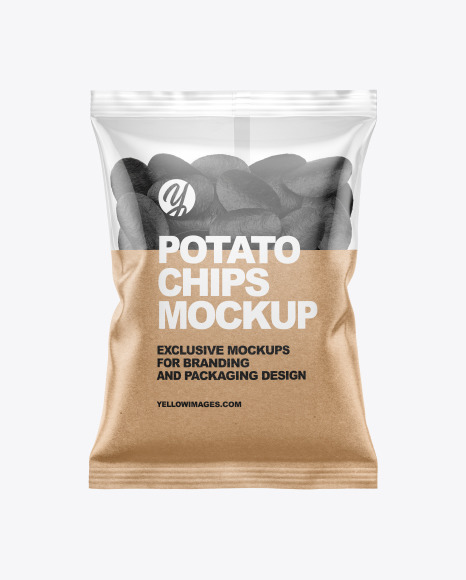 Download Bag With Black Potato Chips Mockup In Bag Sack Mockups On Yellow Images Object Mockups PSD Mockup Templates