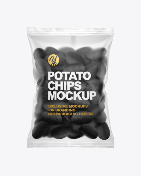 Download Matte Bag With Black Potato Chips Mockup In Bag Sack Mockups On Yellow Images Object Mockups