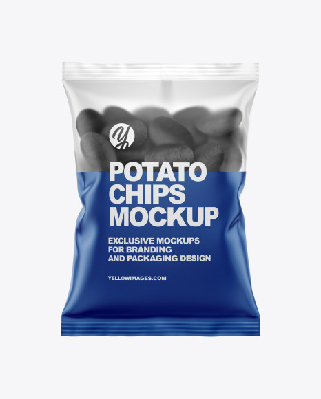 Download Matte Bag With Black Potato Chips Mockup In Bag Sack Mockups On Yellow Images Object Mockups