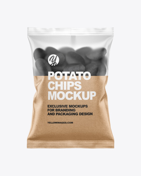 Download Matte Bag With Black Potato Chips Mockup In Bag Sack Mockups On Yellow Images Object Mockups PSD Mockup Templates