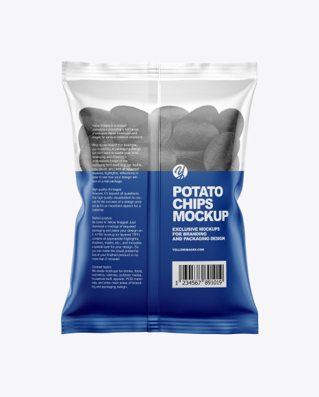 Download Bag With Black Potato Chips Mockup In Bag Sack Mockups On Yellow Images Object Mockups