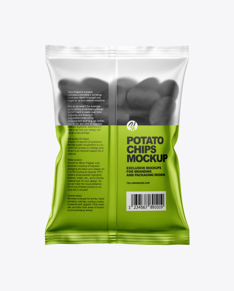 Download Matte Bag With Black Potato Chips Mockup In Bag Sack Mockups On Yellow Images Object Mockups