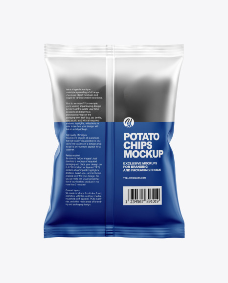 Frosted Bag With Black Potato Chips Mockup PSD #2
