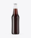 Clear Glass Bottle with Brown Ale Mockup