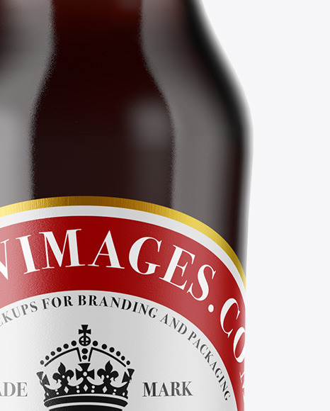 Clear Glass Bottle with Brown Ale Mockup