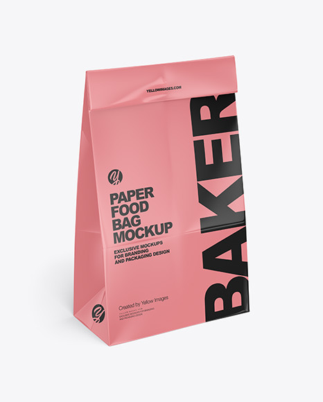 Glossy Paper Food Bag Mockup In Bag Sack Mockups On Yellow Images Object Mockups