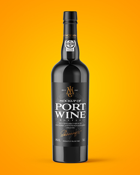 Download Black Glass Port Wine Bottle Mockup In Bottle Mockups On Yellow Images Object Mockups PSD Mockup Templates