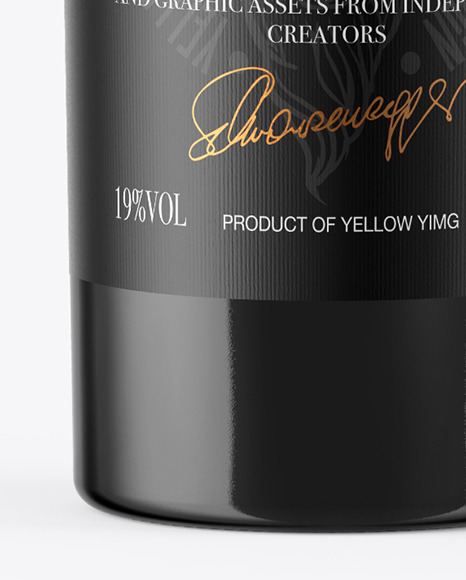 Download Black Glass Port Wine Bottle Mockup In Bottle Mockups On Yellow Images Object Mockups